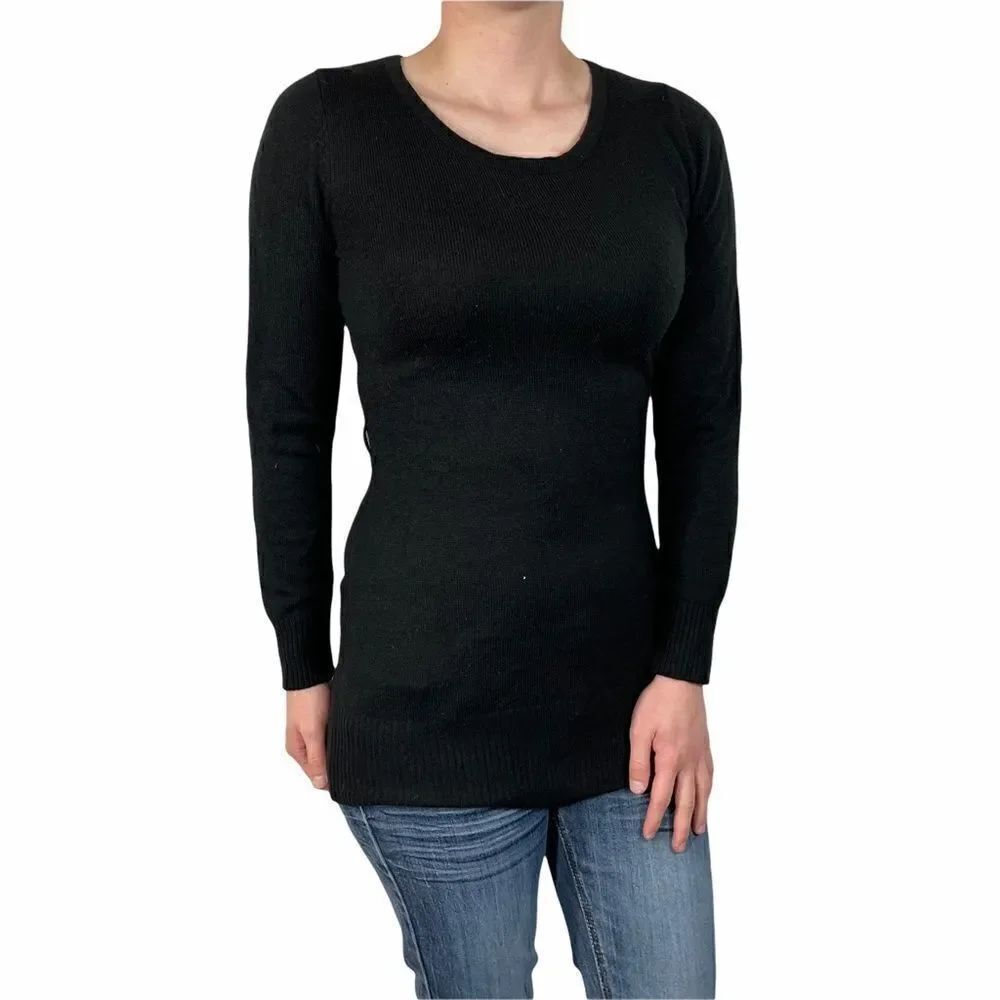 by & by Black Long Sleeved Ribbed Shirt